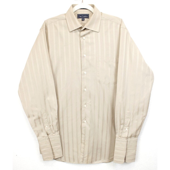 Paul Fredrick Dress Shirt Men 15 1/2 - 34 Imperial 100s Two Ply French Cuff Tan - Picture 1 of 9